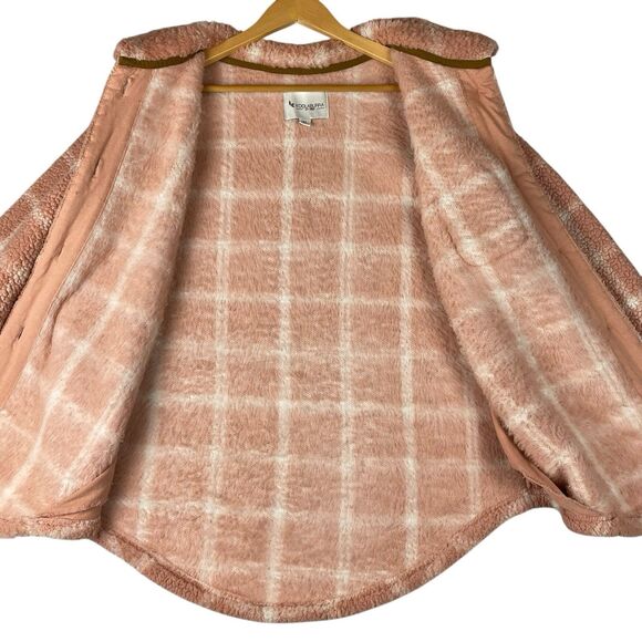 Koolaburra by UGG Women's M Brushed Back Sherpa Shacket Jacket Pink Plaid Cozy - Picture 4 of 9